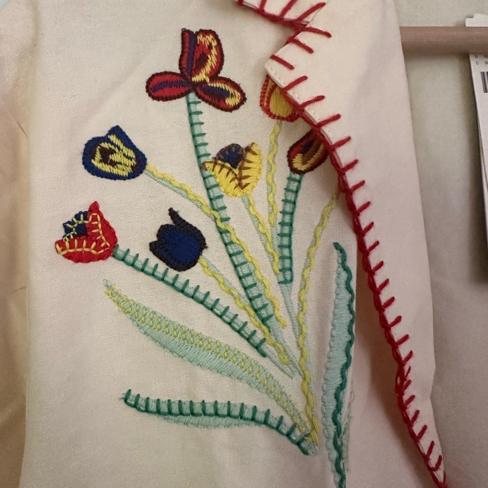 Hunter Bell Embroidered Cream Polly camp Shirt - Picture 10 of 11